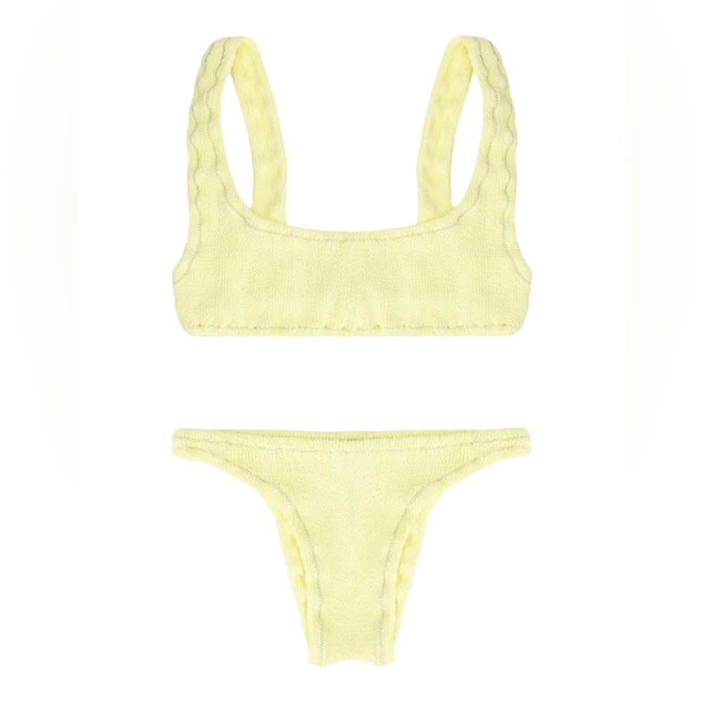 NWT Reina Olga Ginny pastel yellow scrunch bikini set-Size 1 (US XS)